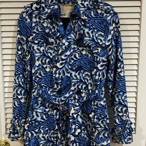 MICHAEL Michael Kors Blue and White Trench Coat